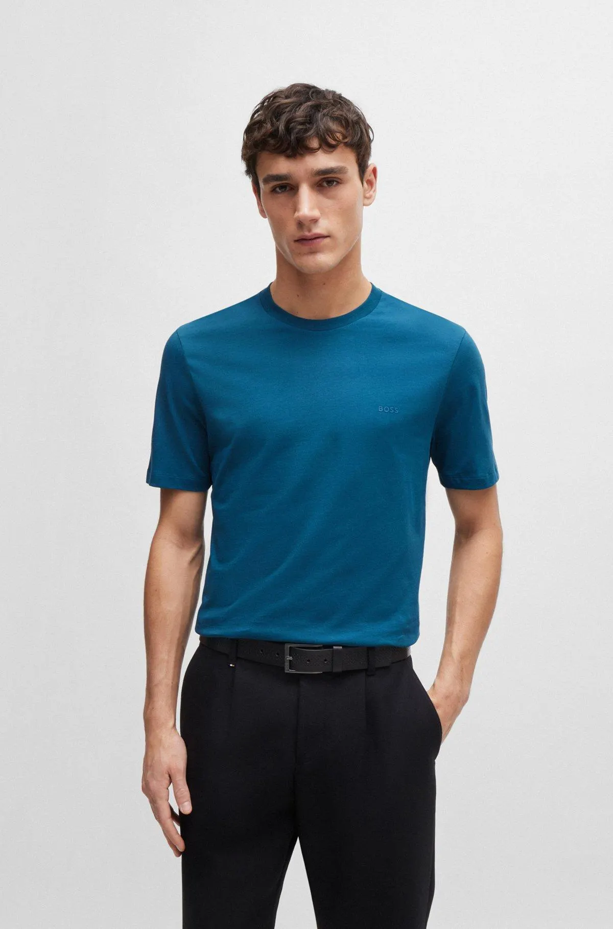 T-shirt de jersey de algodão com logótipo em borracha