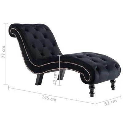 vidaXL Chaise longue em veludo preto