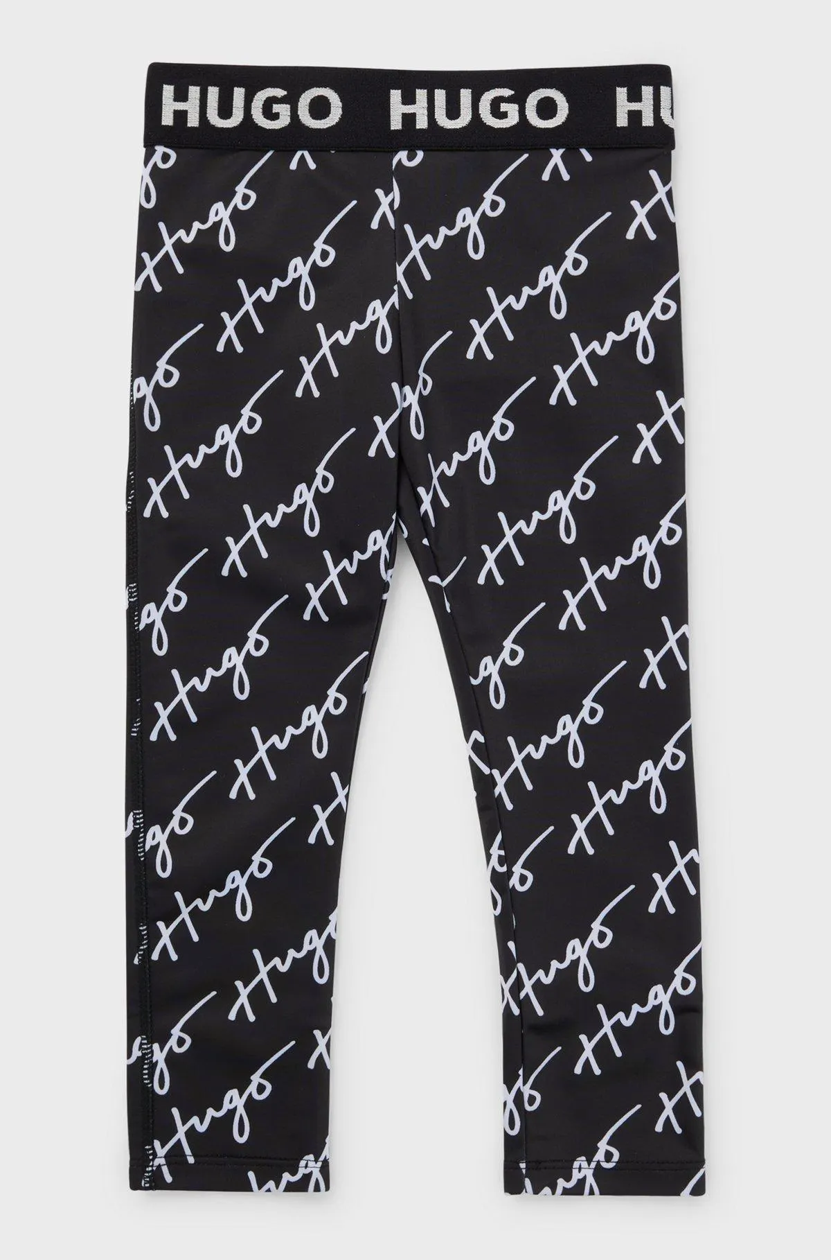 Leggings de malha elástica com logótipos manuscritos para criança