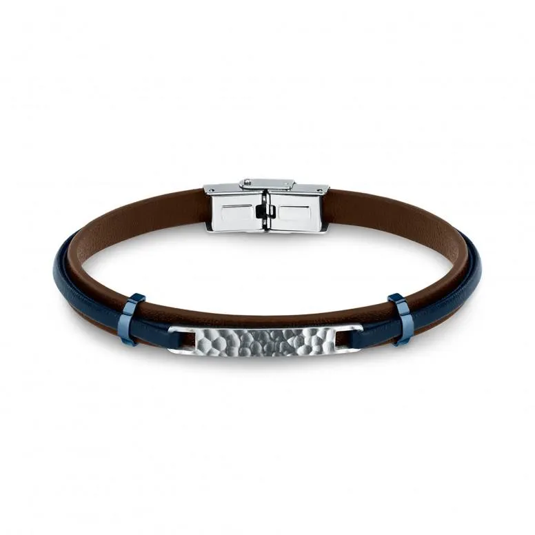 Pulsera Bandy Hammered Marrón y Azul