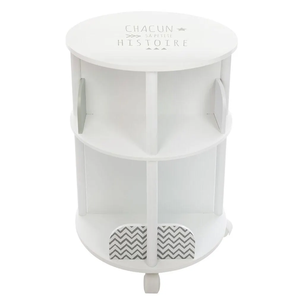 Estante redonda branca com rodas