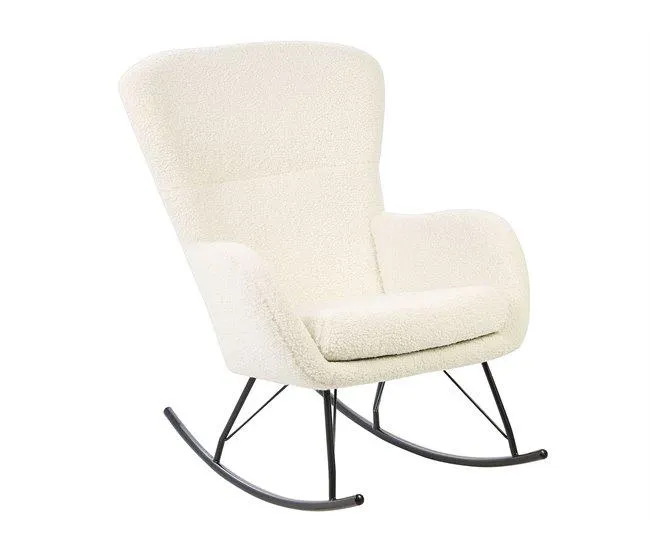 Poltrona de Baloiço ANASET Bouclé Creme claro