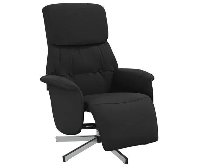 Cadeira reclinável - Poltrona relax com apoio de pés tecido preto