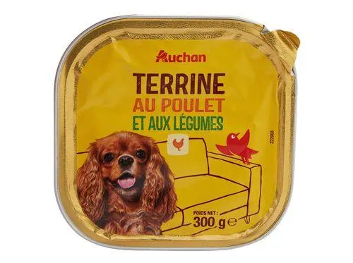 comida húmida para cão auchan terrina com frango e com legumes 300g