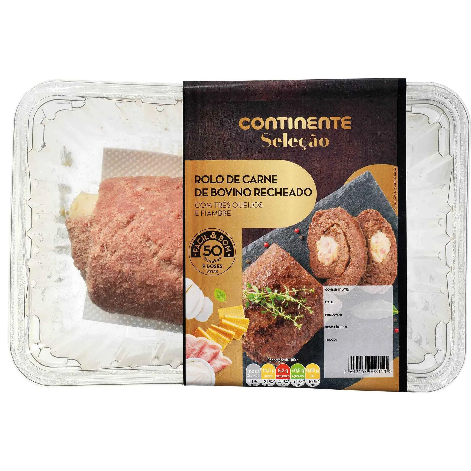 Rolo de Carne de Novilho com Queijo e Fiambre