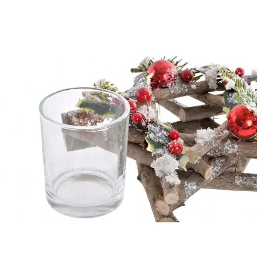 PORTA VELA RATAN VIDRO 23*23*9.5 NEVADO - NV-160839