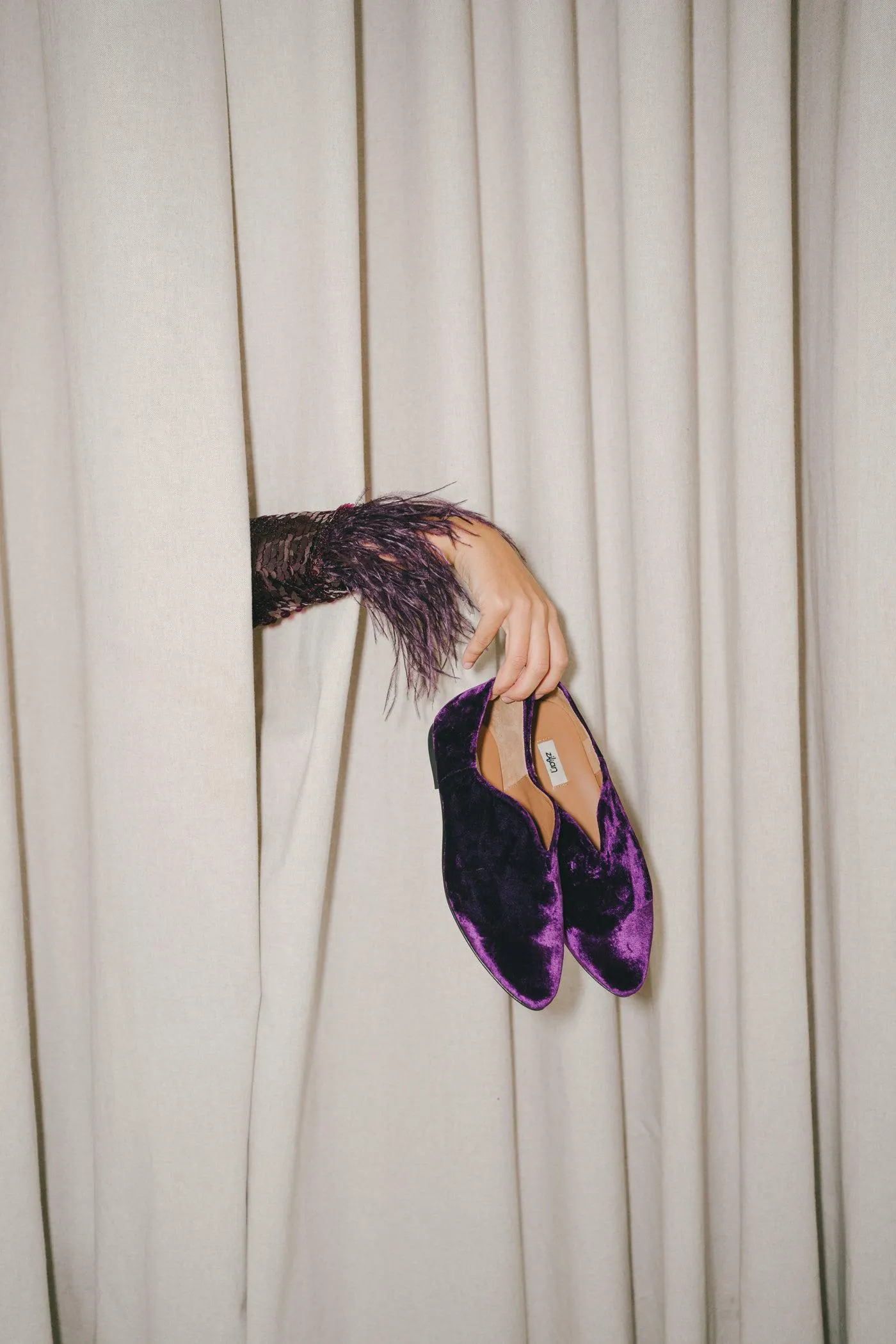 Babucha rasa em veludo - Purple