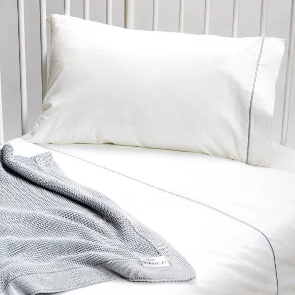 Capa de Edredão e Almofada Bebé Cama de Grades com Rolinho Cinza