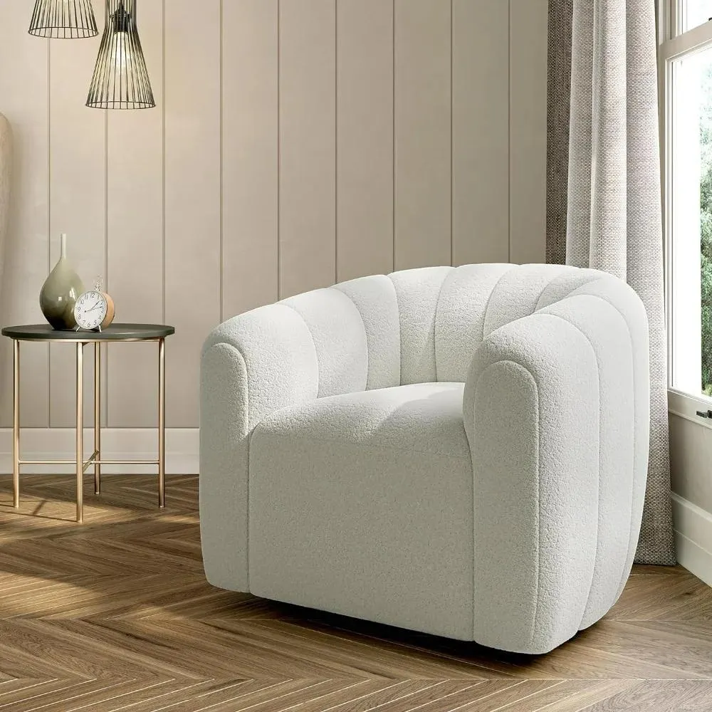 Modern Round Armchairs with Wide Upholstered, Comfy Swivel Accent Chair for Living Room Bedroom Office,living room chairs