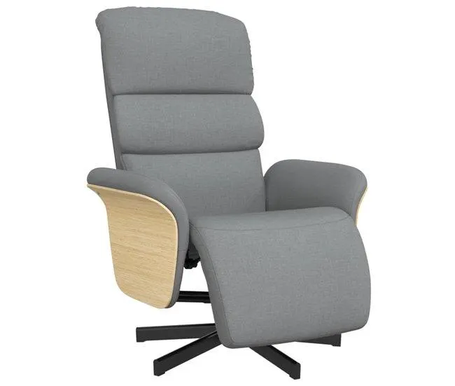 Cadeira reclinável - Poltrona relax com apoio de pés tecido cinzento-claro