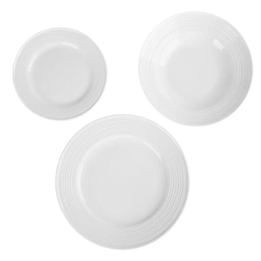 Serviço de mesa de 18 peças branco em porcelana