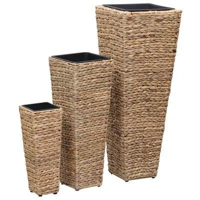 vidaXL Floreiras elevadas para jardim 3 pcs jacinto de água castanho