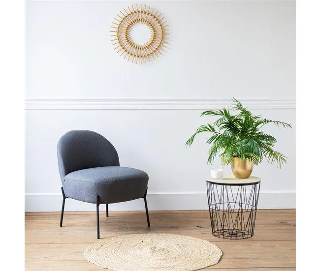 Cadeirão HELMI em tecido bouclé cinzento 64x55x69,5 cm