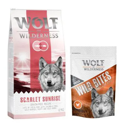 Wolf of Wilderness 12 kg ração + 180 g de snacks grátis!