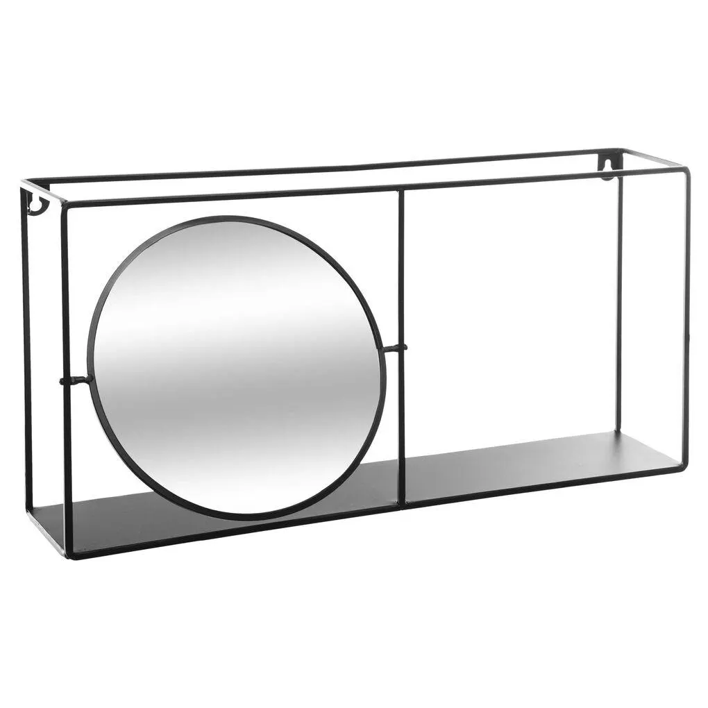 Estante preta com espelho