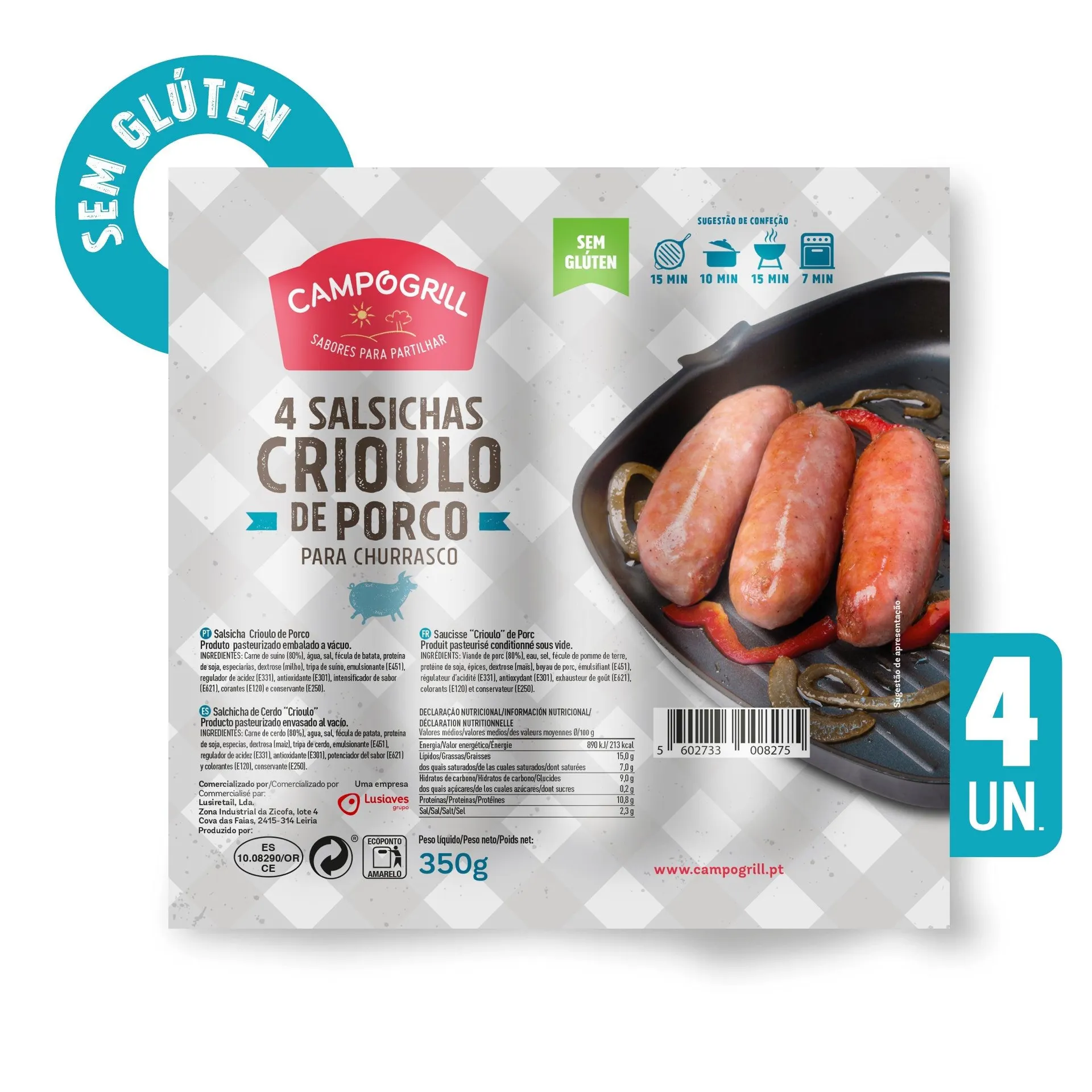 Salsicha Crioulo de Porco sem Picante