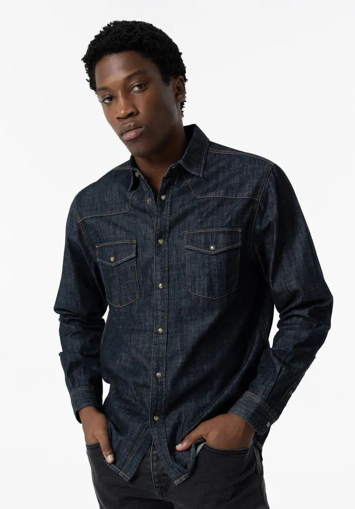 Camisa de Ganga Regular Fit com Bolsos