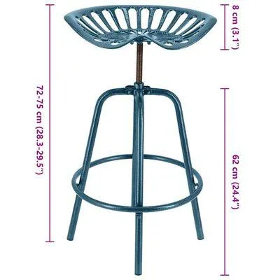 Esschert Design Cadeira de bar industrial azul