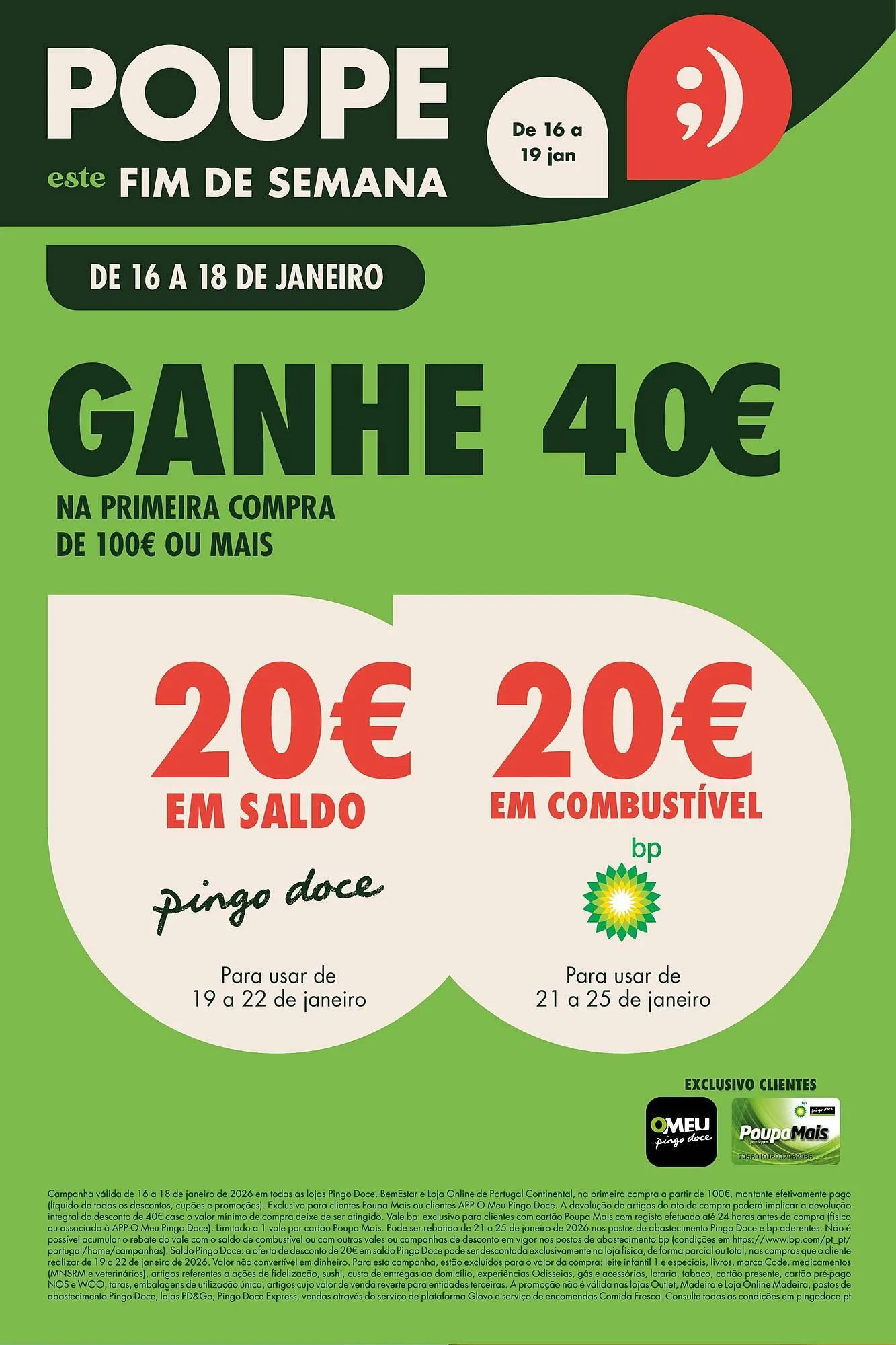 Folheto Folheto Pingo Doce de 16 de janeiro até 19 de janeiro 2026 - Pagina 1