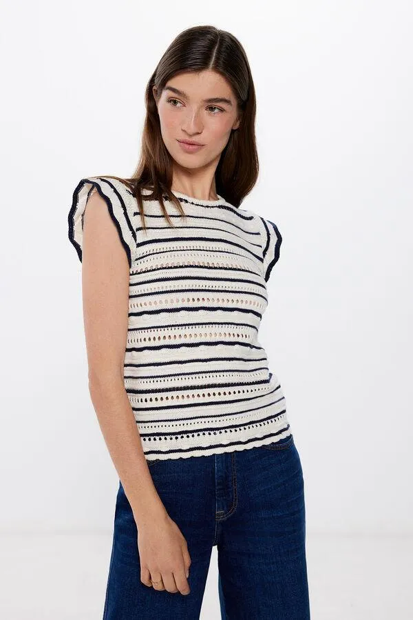 Top Punto Calados Rayas
