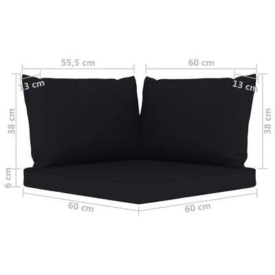vidaXL 6 pcs conjunto lounge de jardim c/ almofadões pretos