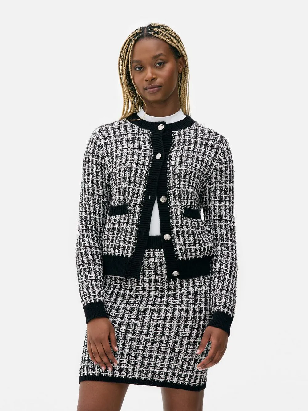 Tweed-Cardigan mit Knopfleiste