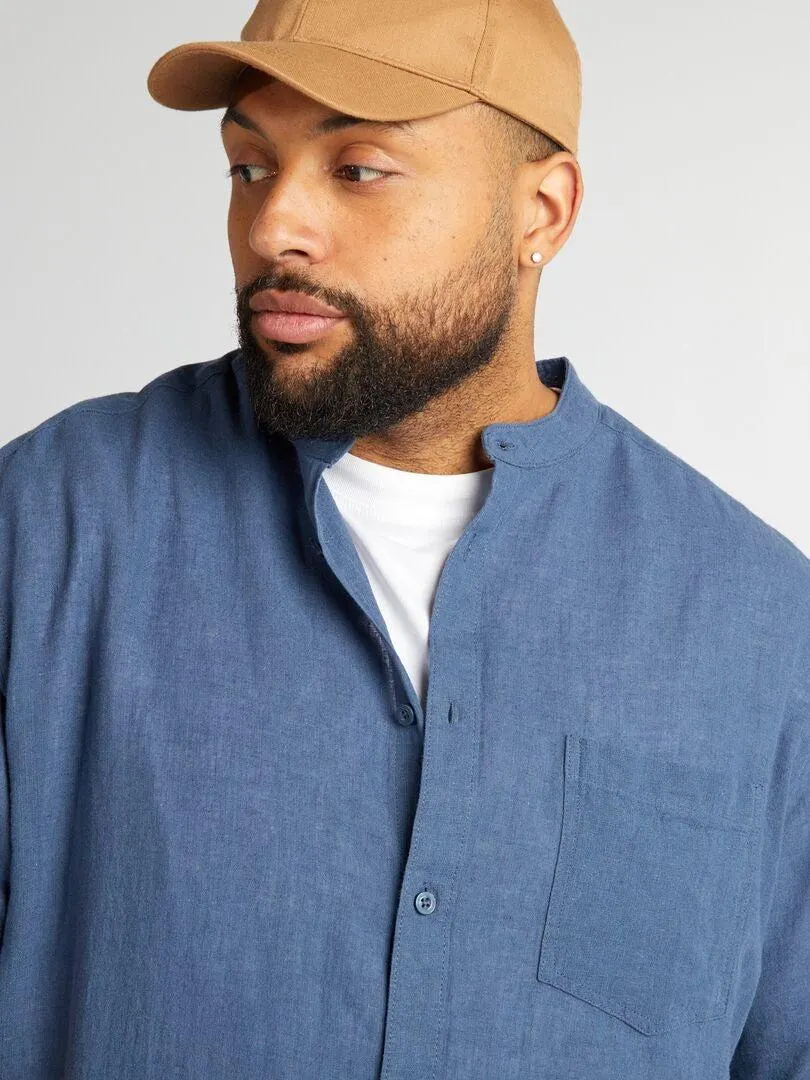 Camisa com gola mao - AZUL