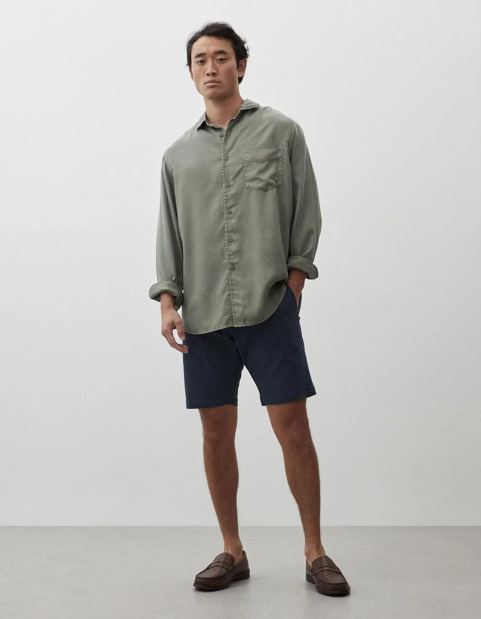 Camisa de Manga Comprida Liocel, Homem, Verde Escuro