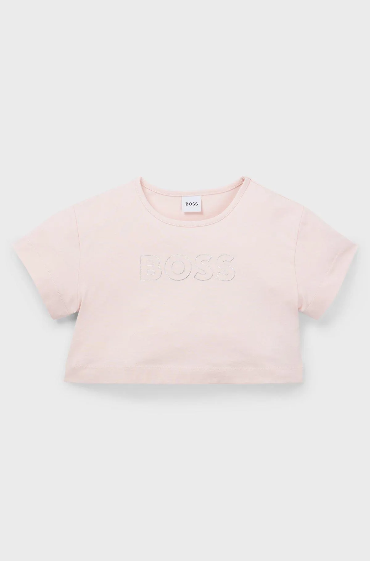 T-shirt sobredimensionada para criança de algodão elástico com arte do logótipo