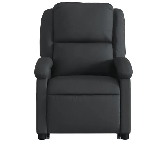 Poltrona de relaxamento de TV com estofamento confortável função de elevação elétrica em couro genuíno preto DEC028065