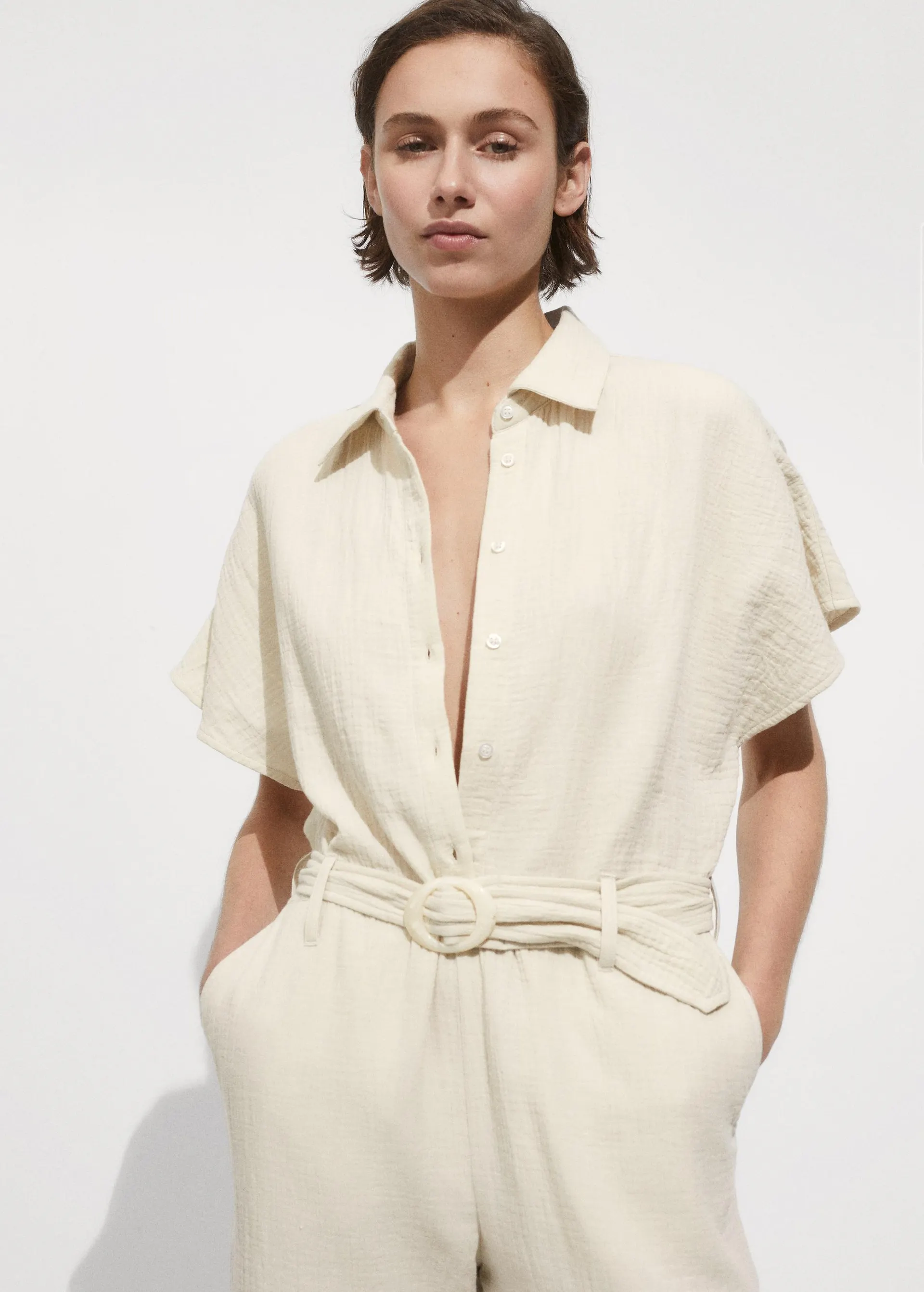 Lange jumpsuit met ceintuur