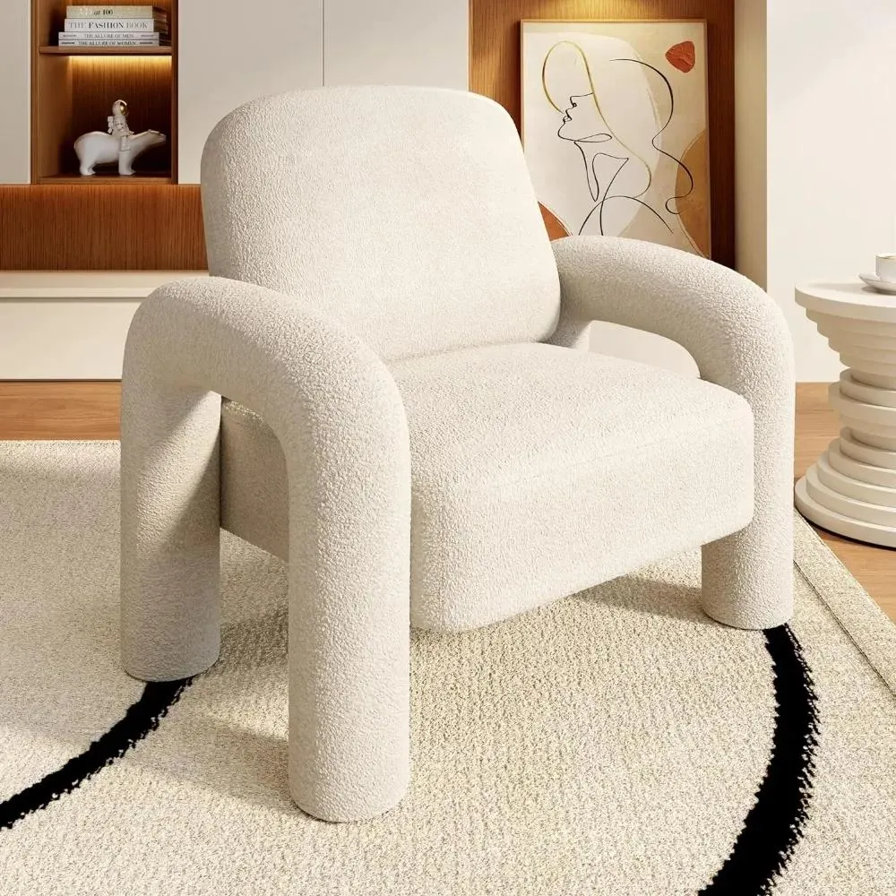 Modern Accent Chairs Armchair Teddy Upholstered Armrest Armchairs Chair Comfortable and Fluffy Living Room Reading Chairs Home