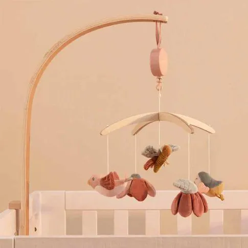 Mobile pendente em madeira com sons e flores