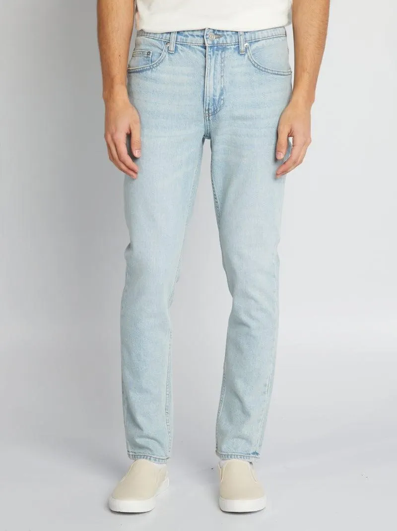 Calças de ganga fit com 5 bolsos - AZUL