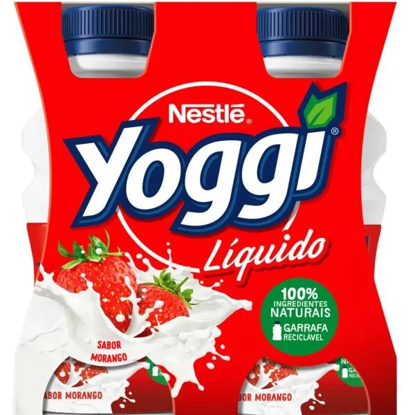 Iogurte Líquido de Morango Pack 4 unidades embalagem 160 ml Yoggi