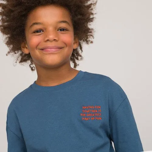 Camisola de mangas compridas, mensagem no peito