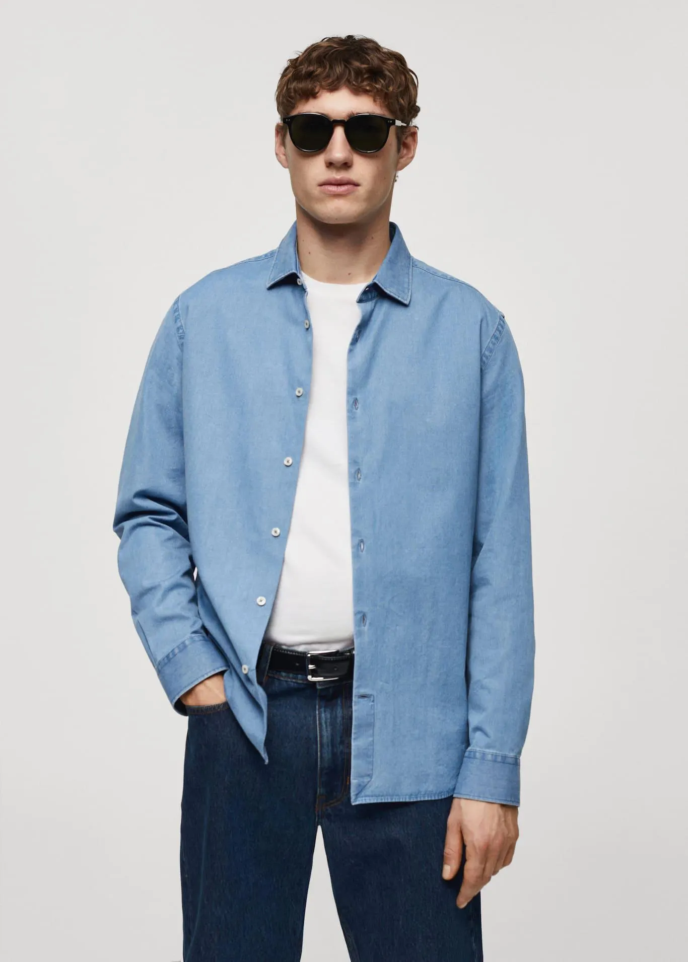 Camisa regular fit chambray algodón