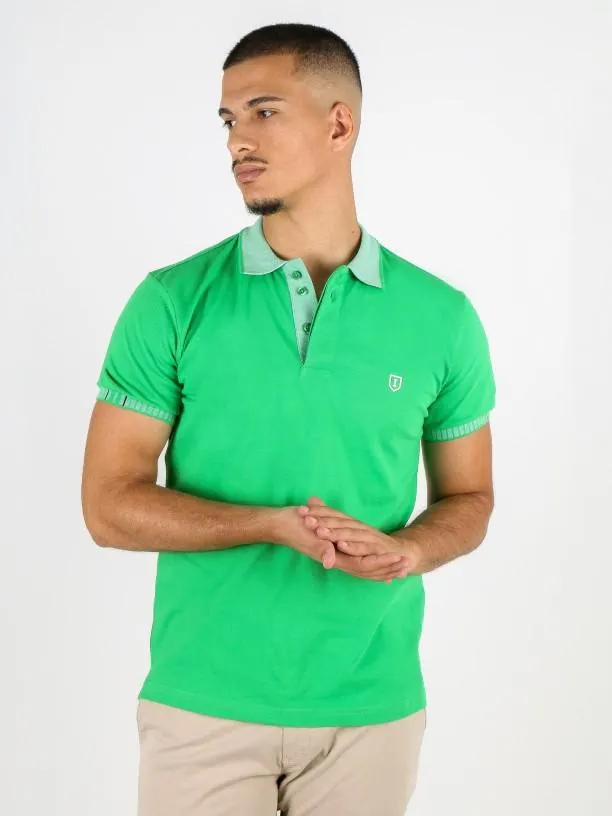 Polo de algodão elástico com contraste