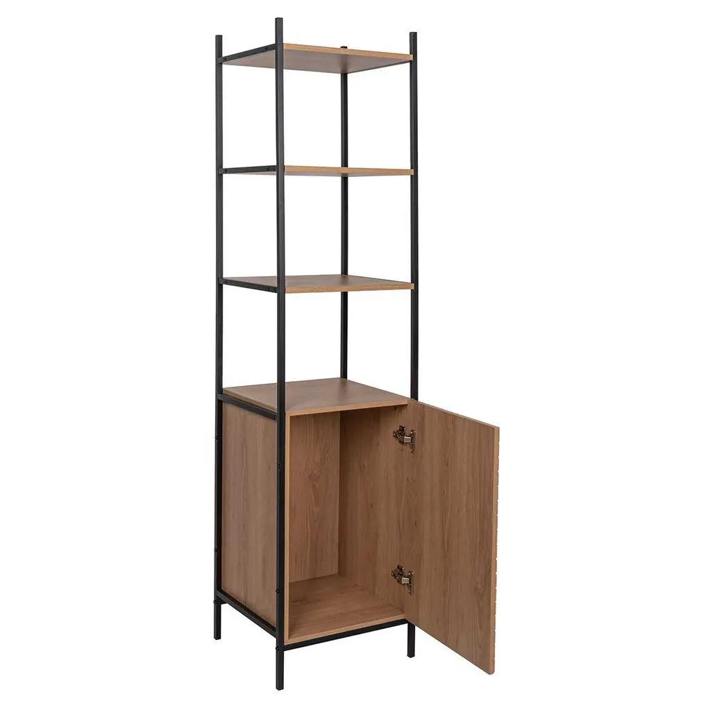 Estante ELEMENTAL castanho com prateleiras e porta 172cm