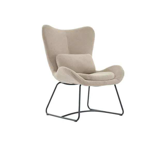 Cadeirão em tecido com almofada, Nina, Taupe, 75x78x101 cm