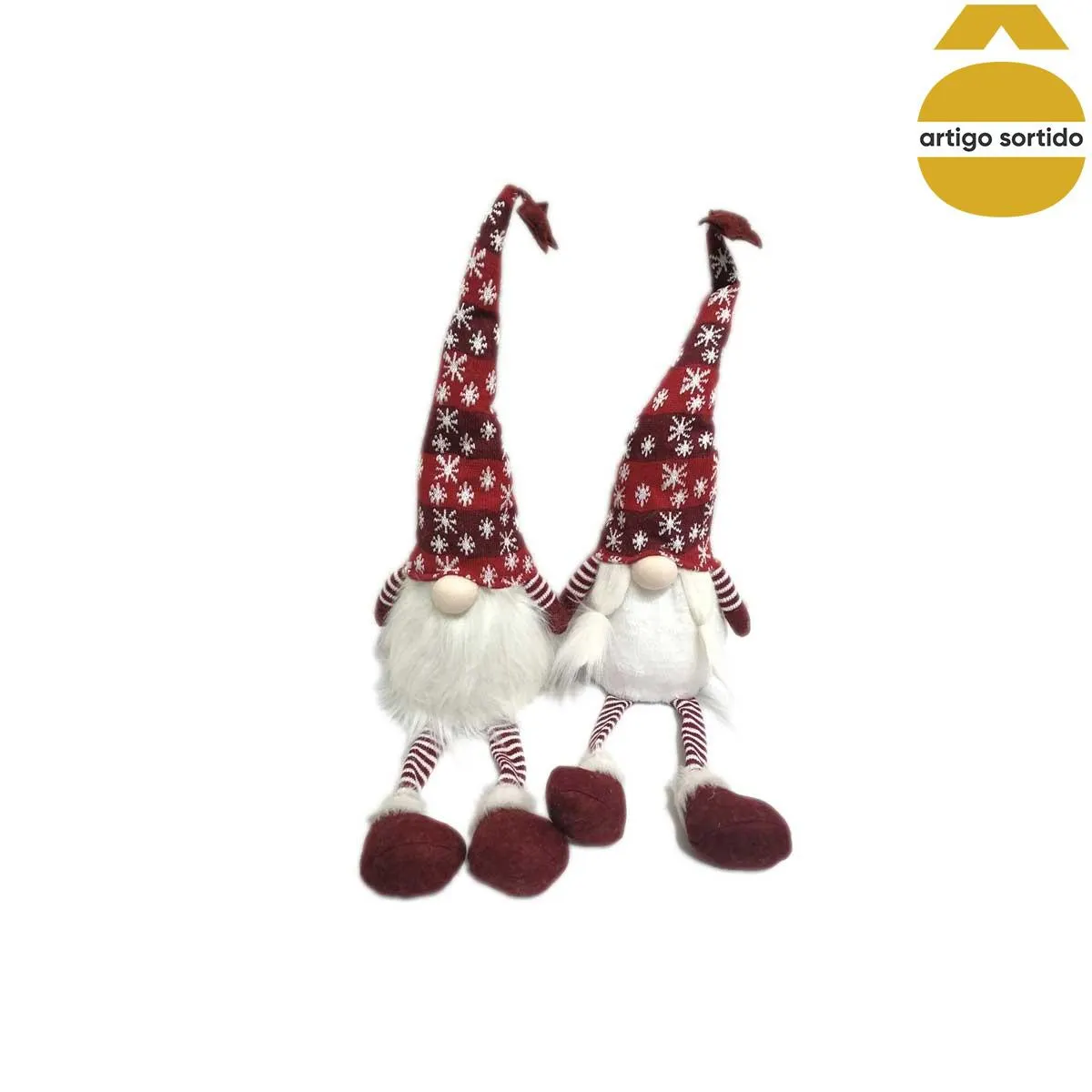 Gnomo Vermelho Com Gorro E LED 80cm