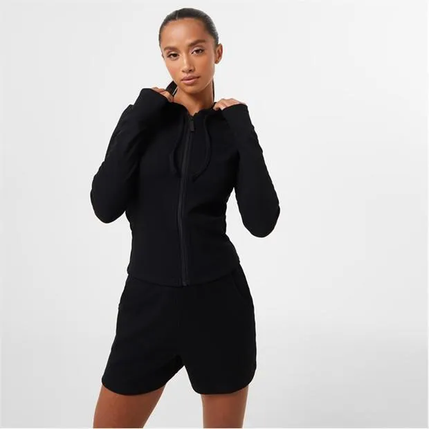 Ribbed Zip Up Hoodie Womens