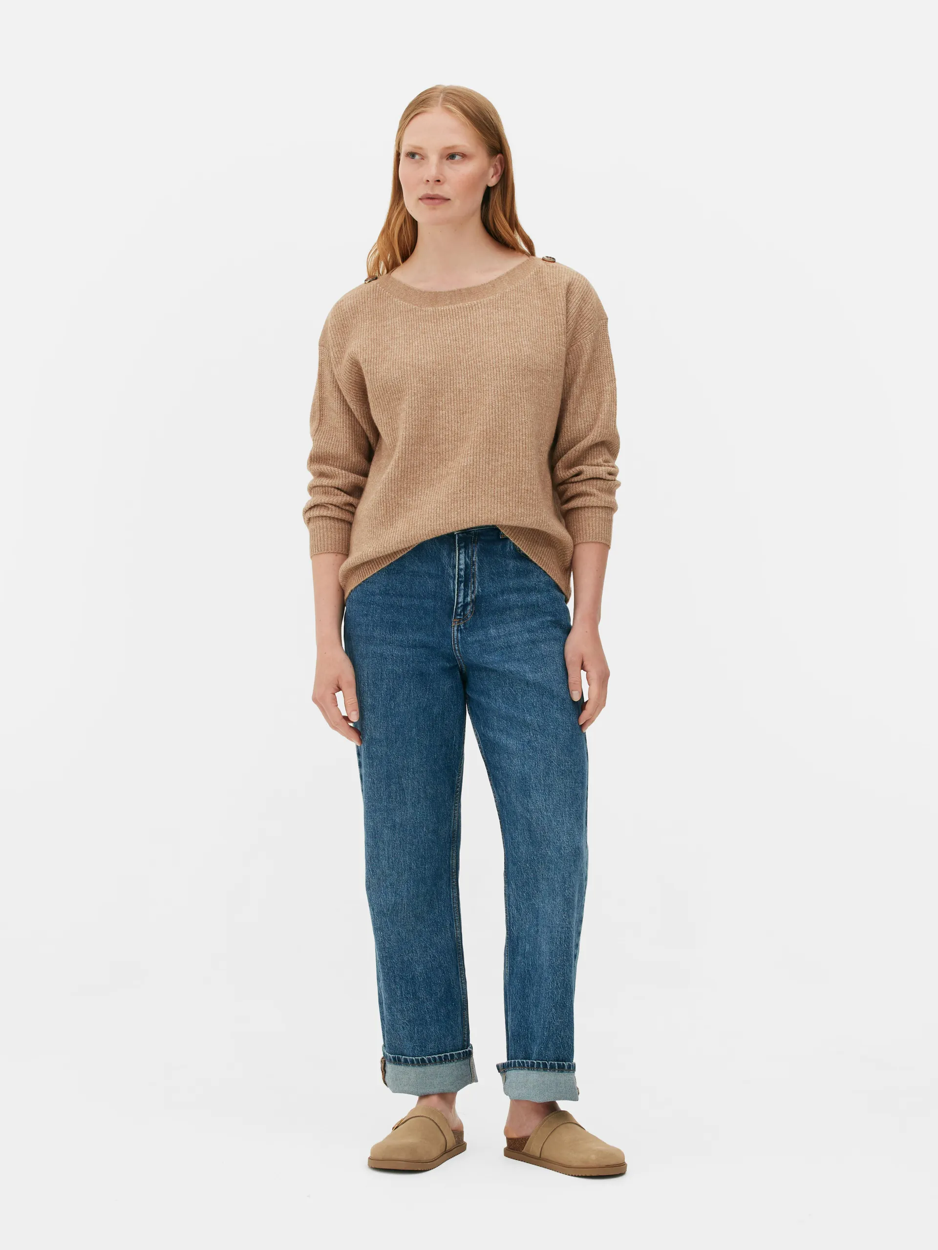 Pull à encolure bateau et à épaules boutonnées