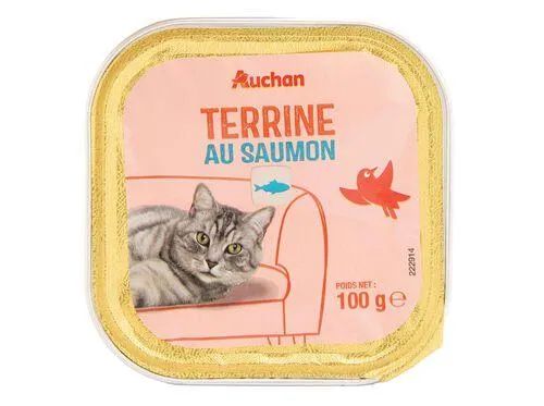 comida húmida para gato auchan terrina rico em salmão 100g