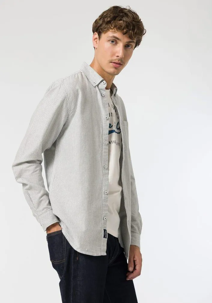 Camisa Regular Fit Oxford às Riscas