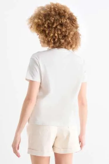 T-shirt with rhinestones - regular fit