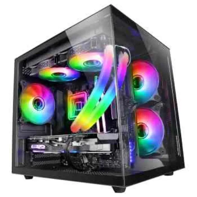 CAIXA M-ATX MARS GAMING MCVIEW BLACK VIDRO TEMPERADO CONTÍNUO SEM MOLDURA C/ESTRUTURA MODULAR DE CÂMARA DUPLA