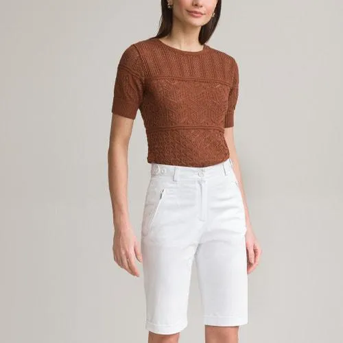 Bermudas em cetim de algodão stretch