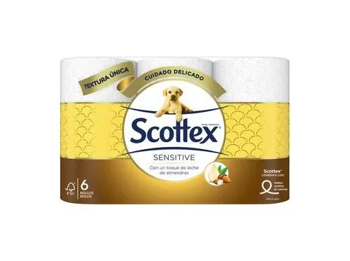 papel higiénico scottex acolchoado sensitive 6r