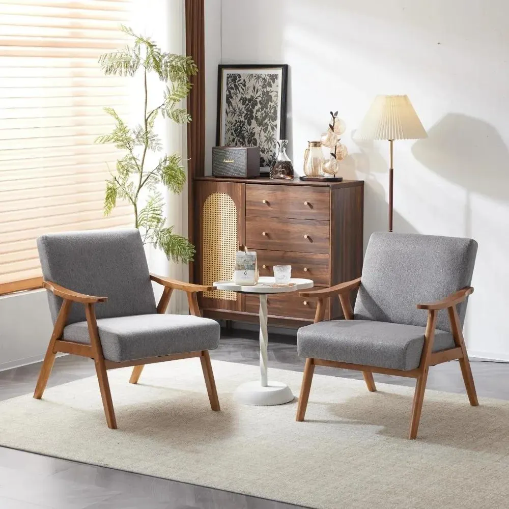 Living Room Chair Set of 2, Farmhouse Armchairs, Living Room Chair